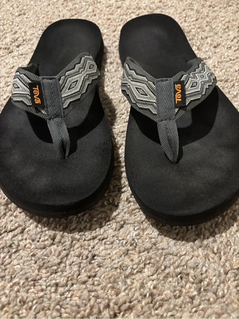 Men’s Teva Black Sandals with Gray Patterned Webbing